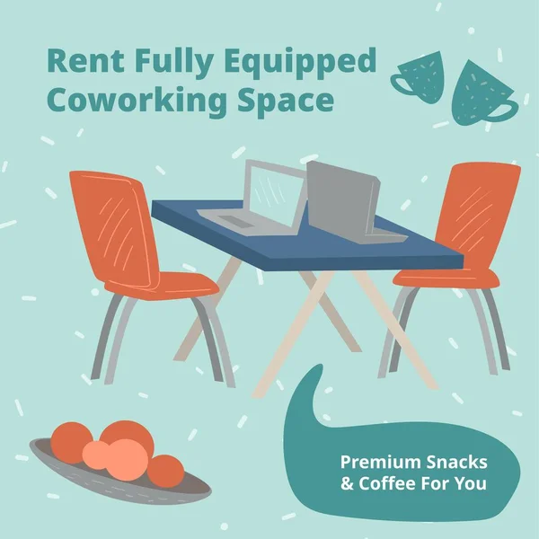 Recent fully equipped coworking space, office — 스톡 벡터
