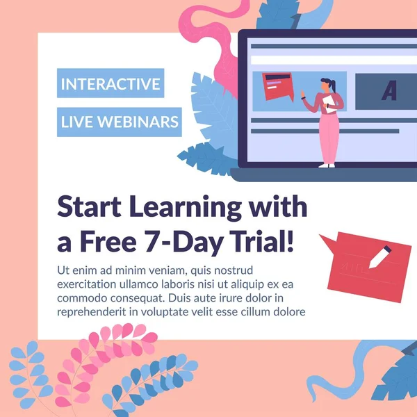Start learning with free seven days trial online — ストックベクタ