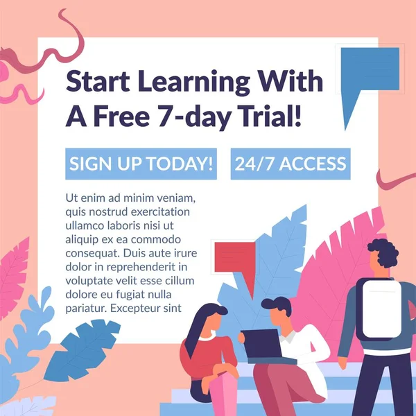 Start learning with free trial, online courses — ストックベクタ