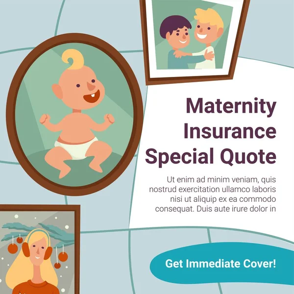 Specjalna wycena ubezpieczenia macierzyńskiego, natychmiastowa okładka — Wektor stockowy