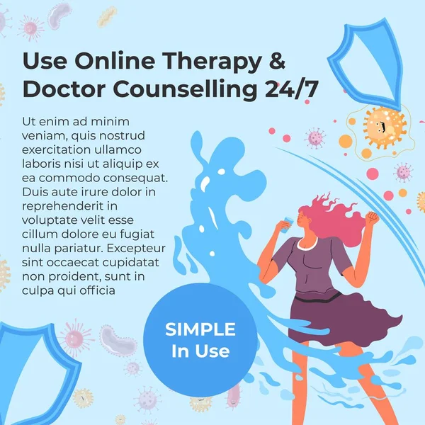 Gebruik online therapie en arts counseling web — Stockvector