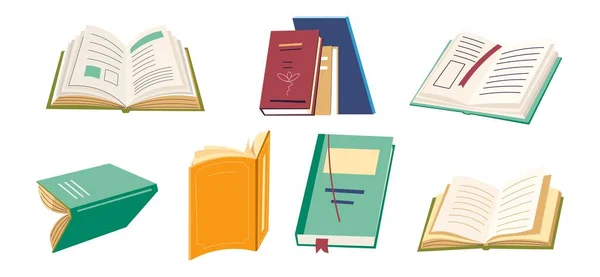 Open boeken, leerboeken of literatuurset — Stockvector