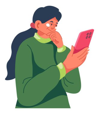 Akıllı telefon, sohbet ve iletişim kullanan bir kadın.