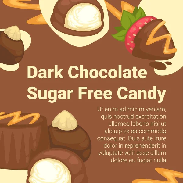 黑巧克力无糖糖果店广告 — 图库矢量图片