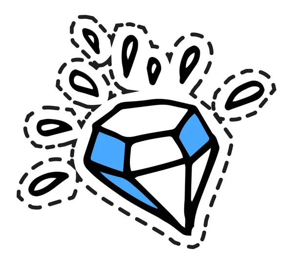 Sparkling diamond or brilliant, sticker or icon — Stock Vector