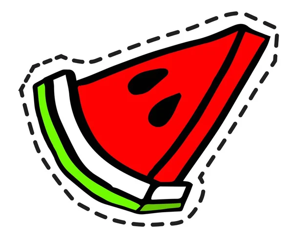 Vattenmelonskiva med frön, dekaler eller ikoner — Stock vektor