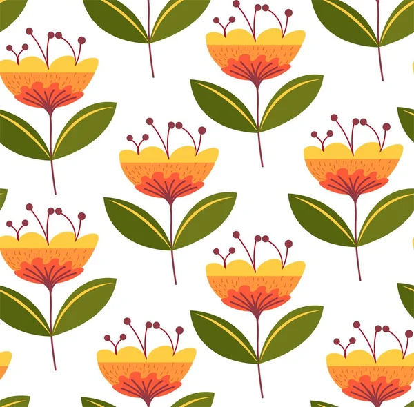 Fleurs et feuillage, feuilles et fleurs — Image vectorielle