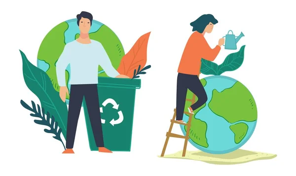 Natuurbehoud en -bescherming, recycling — Stockvector