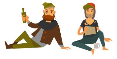 Evsizler, alkolikler veya uyuşturucu bağımlıları vektörü