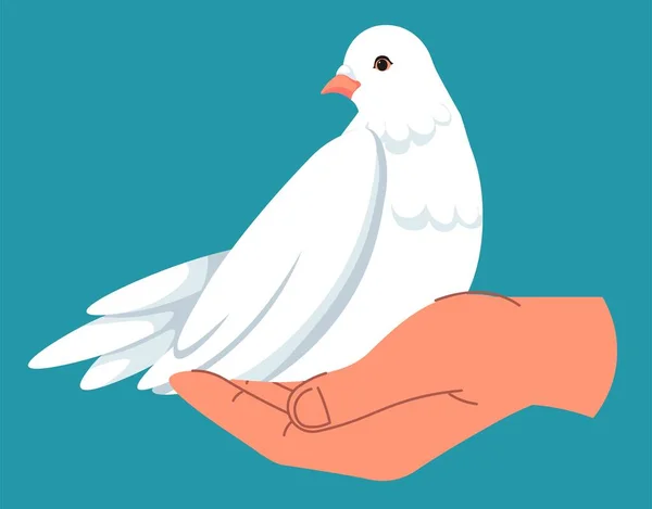 Taube in der Hand, Symbol für Frieden und Ruhe — Stockvektor
