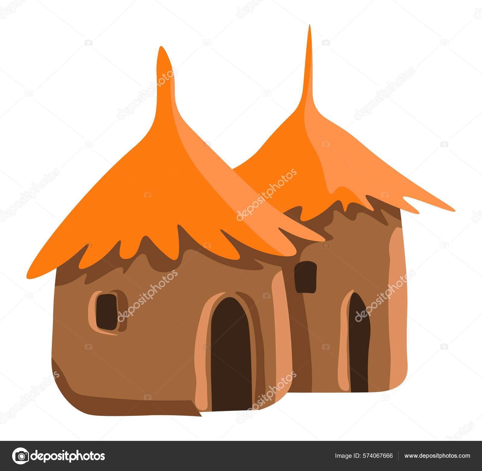 Casa Tradicional Africana Com Telhado Palha Paredes Feitas Barro  Arquitetura Vetor de ©Sonulkaster 574067666, image size:1600x1563