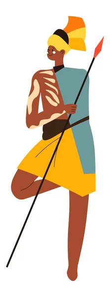 Culture Traditions Des Pays Africains Caractère Masculin Autochtone Isolé Avec — Image vectorielle