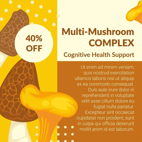 Pilze Multi Komplex Zur Unterstützung Der Kognitiven Gesundheit Gesundheit Und — Stockvektor