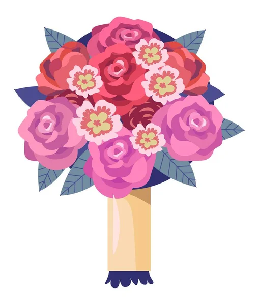 Bouquet Pour Cérémonie Mariage Cadeau Romantique Pour Saint Valentin Composition — Image vectorielle