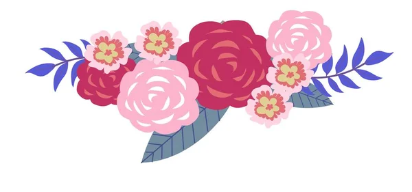 Rosas Flor Follaje Pétalos Tiernos Ramo Boda Aislado Para Ceremonia — Archivo Imágenes Vectoriales