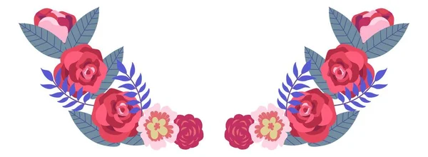 Arrangement Décoratif Pour Arrangement Cérémonie Mariage Fil Isolé Roses Feuillage — Image vectorielle