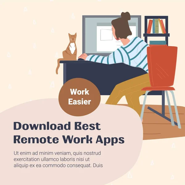 Work Easier Best Remote Work Application Completing Projects Time Woman — Wektor stockowy
