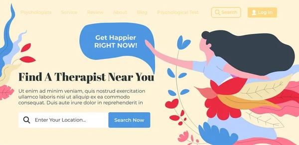 Get Happier Right Now Find Therapist You Psychological Help Care — ストックベクタ