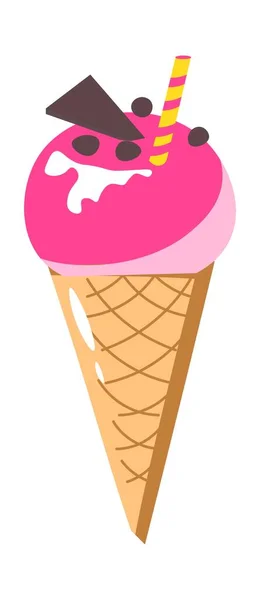 Leckeres Eis Mit Erdbeer Oder Himbeergeschmack Vereinzelte Ikone Des Eises — Stockvektor