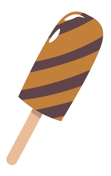 Leckeres Eis Dessert Auf Einem Holzstab Isoliertes Schokoladengelato Mit Cremigem — Stockvektor