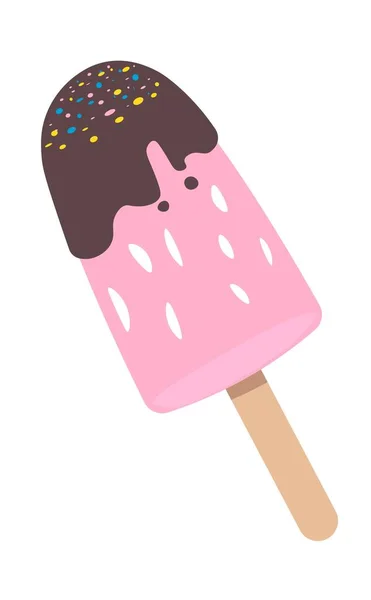 Tasty Ice Cream Chocolate Topping Melted Choco Gelato Strawberry Raspberry — Vettoriale Stock