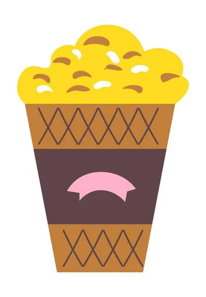 Tasty Sweet Salty Pop Corn Bucket Film Cinema Snacks Crunchy — Vector de stock
