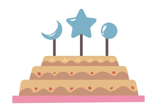Sweet Dessert Tasty Birthday Cake Cookies Candies Isolated Cake Special — Stok Vektör