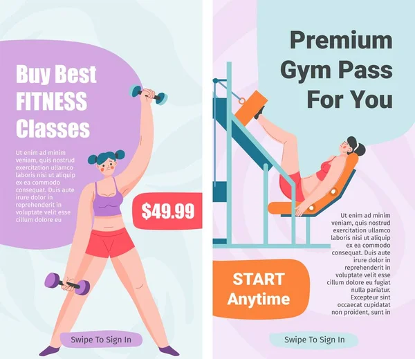 Comprar Las Mejores Clases Fitness Pase Gimnasio Premium Para Usted — Archivo Imágenes Vectoriales