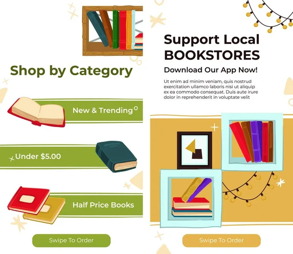 Download Our Application Support Local Bookstores Shop Category New Trending — Stock vektor