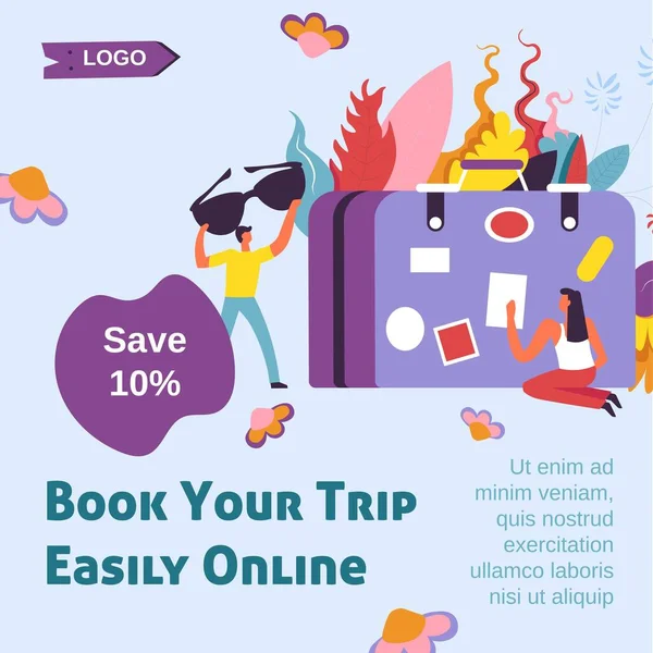 Trips Tourist Destinations Book Your Travel Journey Now Ten Percent — ストックベクタ
