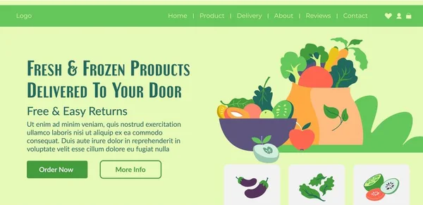 Frozen Fresh Products Delivered Your Door Free Easy Returns Farm — Stok Vektör