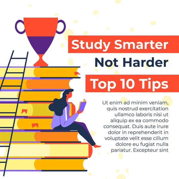 Top Ten Tips Students Schools Colleges Universities Study Smarter Ease — Stockový vektor