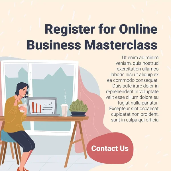 Contact Register Online Business Masterclass Learn Professional Tips Recommendations Specialists — ストックベクタ