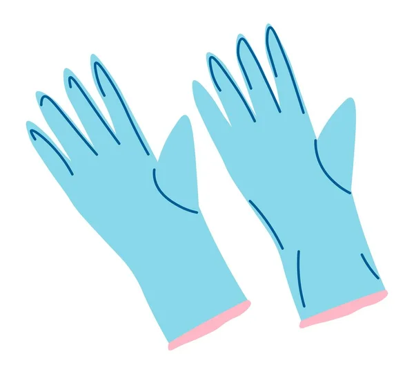 Cleaning Keeping Home Tidy Using Rubber Gloves Protecting Hands Chemical — 스톡 벡터