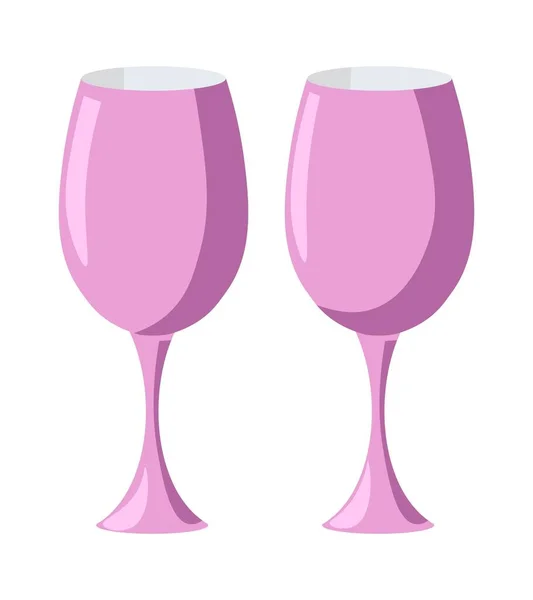 Glassware Dishware Isolated Empty Glasses Wine Serving Container Champagne Wine — Vector de stock