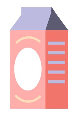 Süt ürünleri, sağlıklı beslenme ve beslenme için organik ve doğal yemek malzemeleri. Yoğurt ya da kefir, kalsiyum ve mikroelementli süt. Etiketli şişe paketi. Düz biçimli vektör