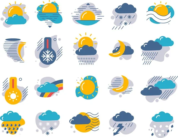 Forecast Weather Signs Isolated Sun Rays Clouds Temperature Drop Rise — Stock Vector