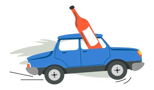 Risk Car Crash Accident Road Due Driving Influence Alcohol Condition — Stockový vektor