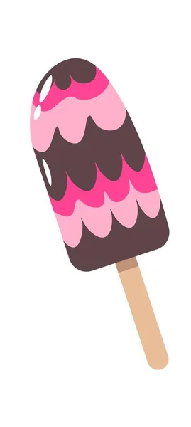 초컬릿 라즈베리 코코아 곁들인 맛있는 아이스크림이다 여름철에는 맛있는 젤라토 막대기에 — 스톡 벡터