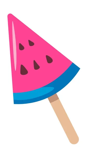 Leckeres Eis Mit Wassermelonengeschmack Isoliertes Eis Stiel Sommererfrischung Und Produkt — Stockvektor