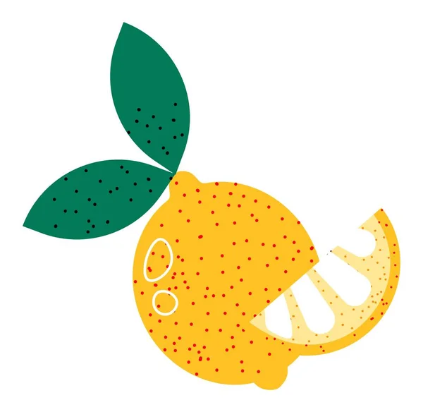 Zitrusscheibe Mit Blatt Schmackhafte Fruchtzutat Gesunde Tropische Zitrone Mit Laub — Stockvektor