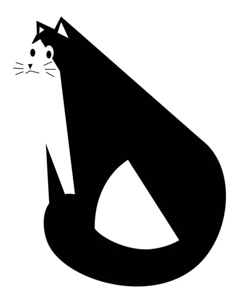 Портрет Цікавої Милої Домашньої Кішки Ізольованої Тварини Довгим Хвостом Спокійно — стоковий вектор