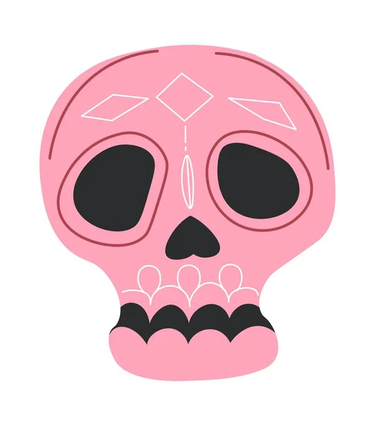 Calavera Decorativa Con Adornos Estampados Geométricos Día Mexicano Celebración Las — Archivo Imágenes Vectoriales