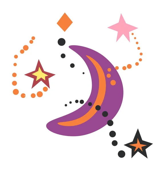 Astrology Astronomy Magic Mysterious Space Isolated Crescent Moon Stars Constellations — ストックベクタ
