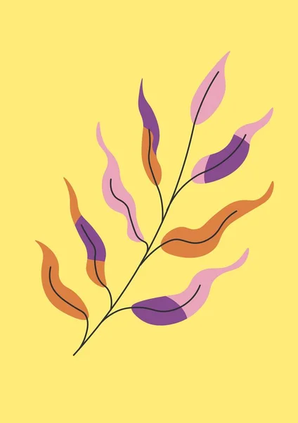 Літні Рослини Листя Ізольовані Тонкі Гілочки Рослин Листям Літня Весняна — стоковий вектор