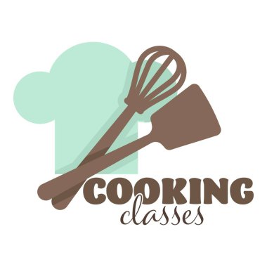 Mutfak gereçleri ve çatal bıçakları pişirme okulu veya sınıflar ikon vektör çırpıcı ve spatula tabağı ve şef şapka kaşık ve çatal tava ve merdane amblemi veya logo aşçılık eğitimi aşçılık ve yemek tarifleri