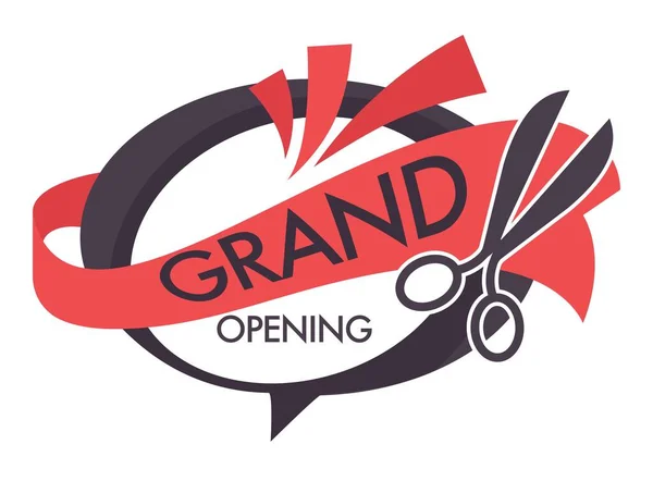 Ribbon Scissors Grand Opening Isolated Icons Vector Event Celebration Start — Vetor de Stock