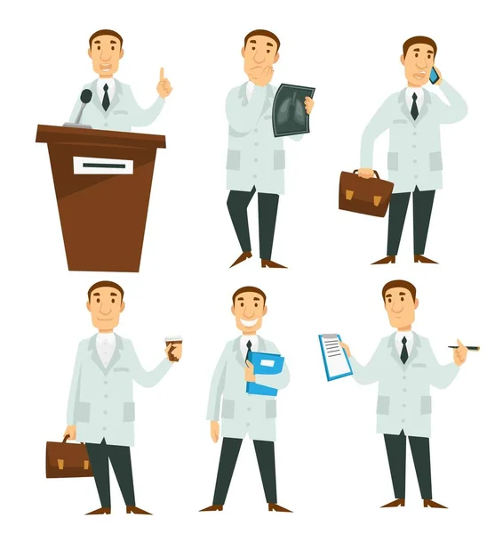 Physician Surgeon Ophthalmologist Doctor Medical Worker Vector Isolated Character Man —  Vetores de Stock