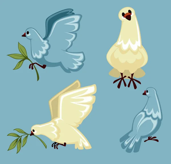 Cartoon pigeon. City dove bird, flying pigeons and town birds doves isolated vector illustration set