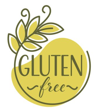 Gluten free in organic heallthy food products logo design isolated on white. Dough without harmful substances vector illustration in flat style with wheat